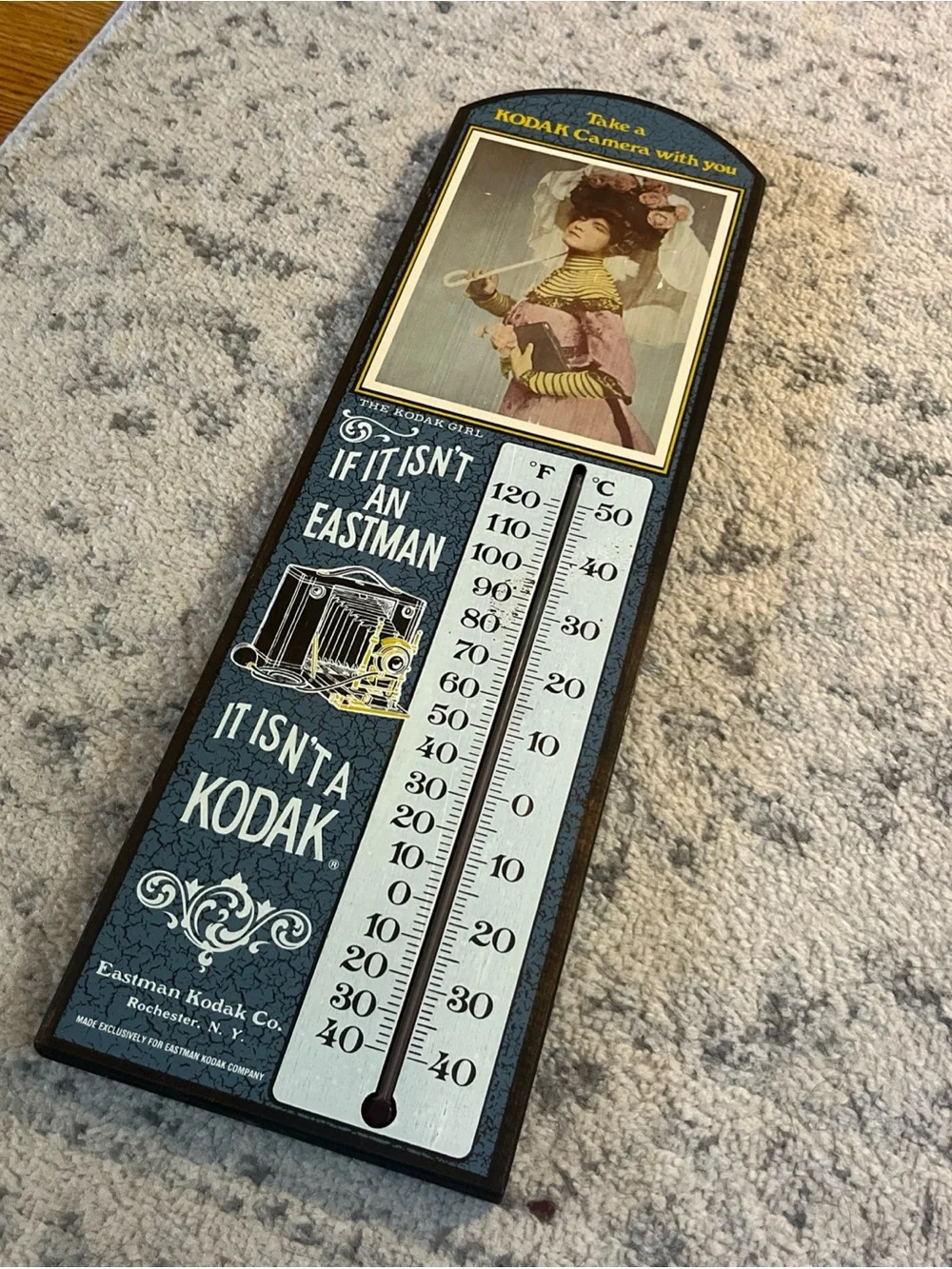Kodak Blue and Black Retro Wall Thermometer Plaque